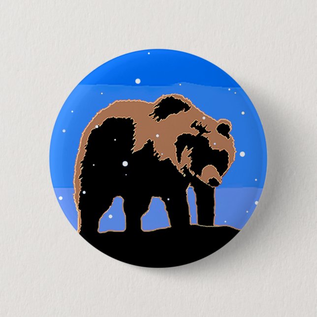 Grizzly Bear in Winter - Original Wildlife Art Knapp (Framsida)