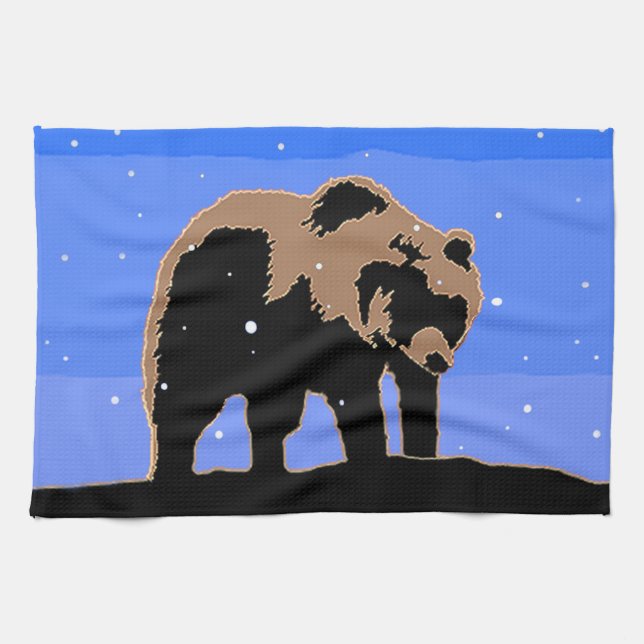 Grizzly Bear in Winter - Original Wildlife Art Kökshandduk (Horisontell)