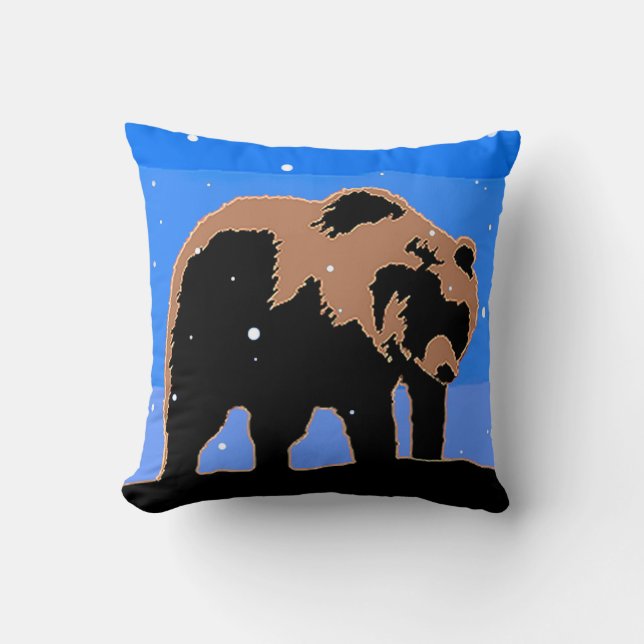 Grizzly Bear in Winter - Original Wildlife Art Kudde (Framsida)