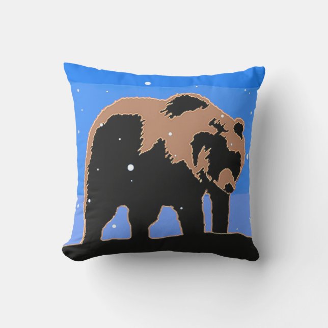Grizzly Bear in Winter - Original Wildlife Art Kudde (Framsida)