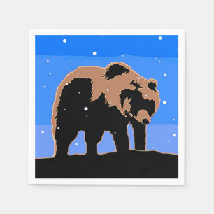 Grizzly Bear in Winter - Original Wildlife Art Pappersservett
