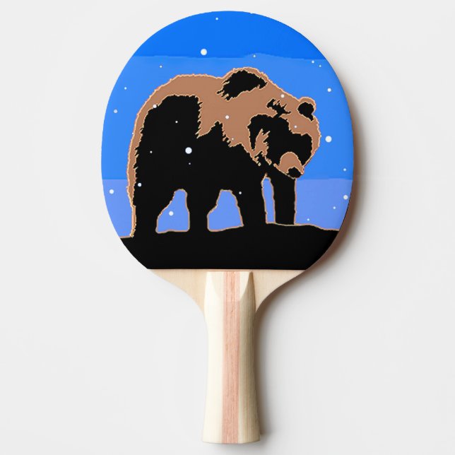 Grizzly Bear in Winter - Original Wildlife Art Pingisracket (Framsidan)