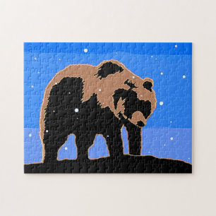 Grizzly Bear in Winter - Original Wildlife Art Pussel