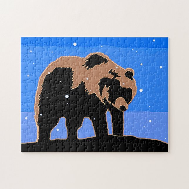 Grizzly Bear in Winter - Original Wildlife Art Pussel (Horisontell)