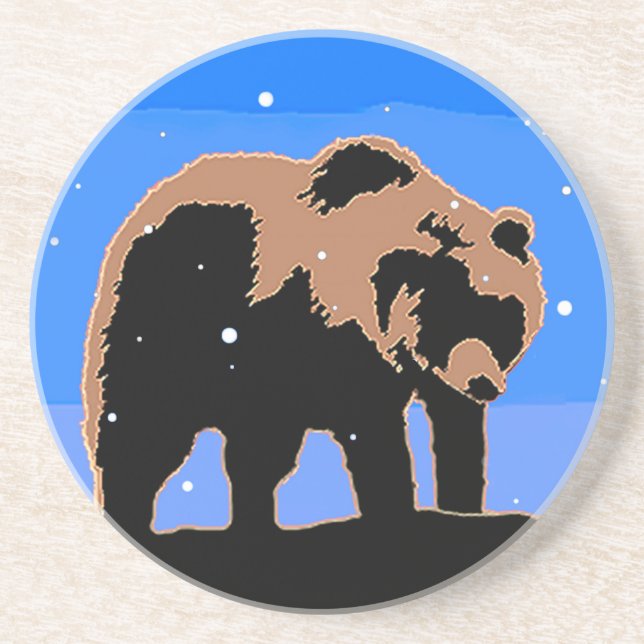 Grizzly Bear in Winter - Original Wildlife Art Underlägg (Framsidan)