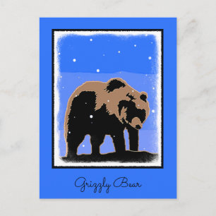 Grizzly Bear in Winter - Original Wildlife Art Vykort