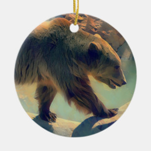 Grizzly Bear Julgransprydnad Keramik