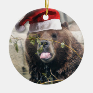 Grizzly Bear Jultomten Julgransprydnad Keramik