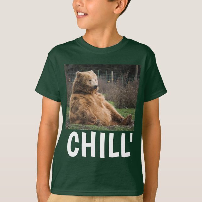 GRIZZLY BEAR KIDS FUNNY 'CHILL' T-SHIRTS (Framsida)