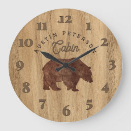 Grizzly Bear Lodge Large Clock Stor Klocka