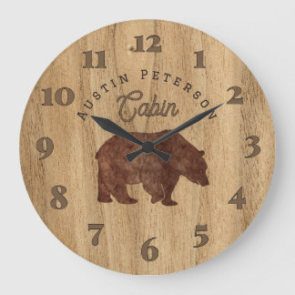Grizzly Bear Lodge Large Clock Stor Klocka