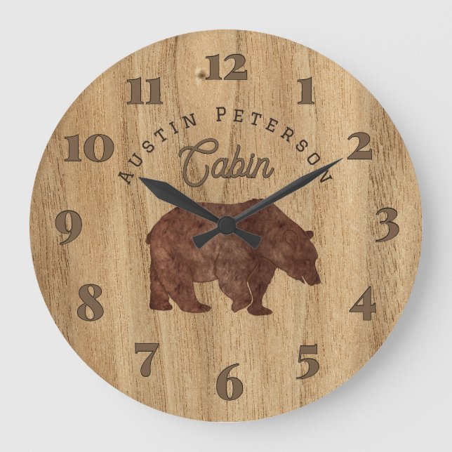 Grizzly Bear Lodge Large Clock Stor Klocka (Framsida)