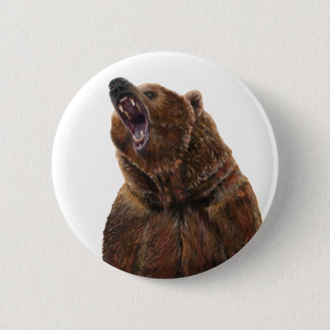 Grizzly Bear - Målning i akryl Knapp (Framsida)