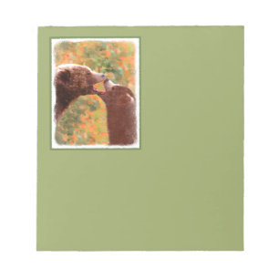 Grizzly Bear Mamma och Unge Painting - Wildlife Ar Anteckningsblock