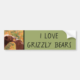 Grizzly Bear Mamma och Unge Painting - Wildlife Ar Bildekal