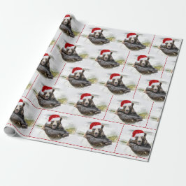 Grizzly Bear med Jultomten Hat Presentpapper