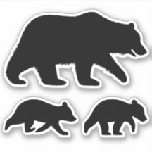 Grizzly Bear med Unge Silhouettes Vinyl Stickers