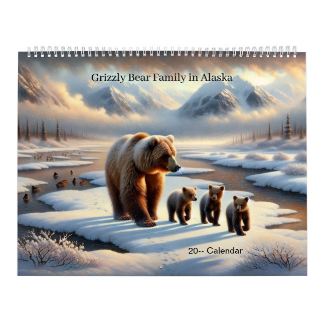 Grizzly Bear Mother Cubs Alaska Wildlife Calendar Kalender (Omslag)