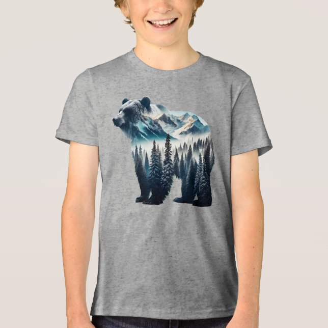 Grizzly Bear Mountains and Forests T Shirt (Framsida)