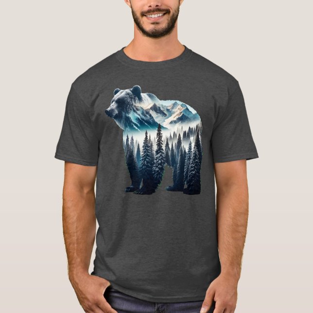 Grizzly Bear Mountains and Forests T Shirt (Framsida)