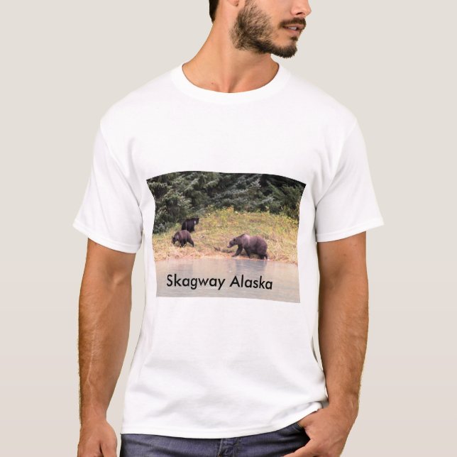 Grizzly Bear och 2 unge, fotografi T Shirt (Framsida)