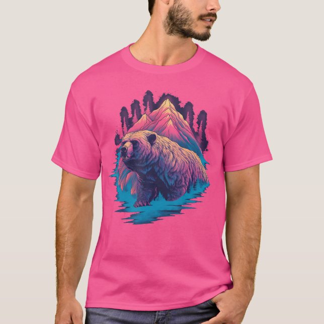 Grizzly Bear Outdoor Nature Alaska Hunking Hiking T Shirt (Framsida)
