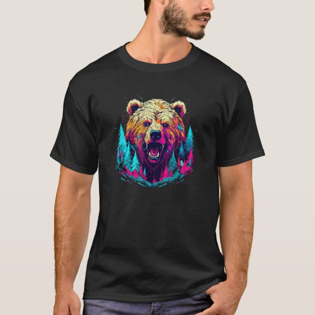 Grizzly Bear Outdoor Nature Alaska Hunting Hiking  T Shirt (Framsida)