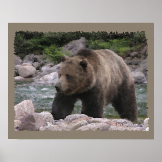 Grizzly Bear - Pastellkritor Poster (Framsidan)