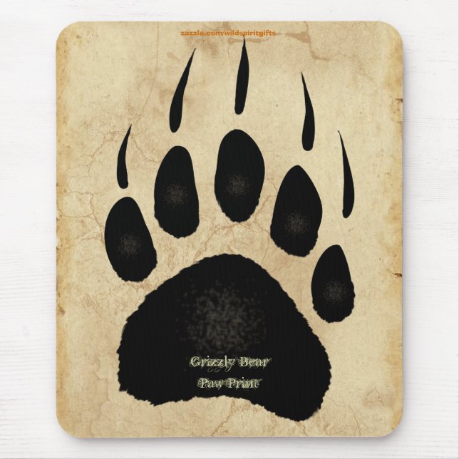 Grizzly Bear Paw Skriv ut Wildlife Supporter Mouse Musmatta (Framsidan)