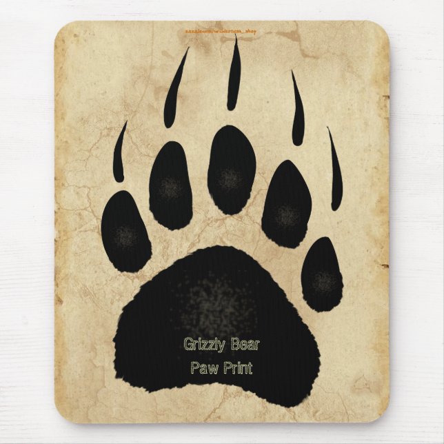 Grizzly Bear Paw Skriv ut Wildlife Supporter Mouse Musmatta (Framsidan)