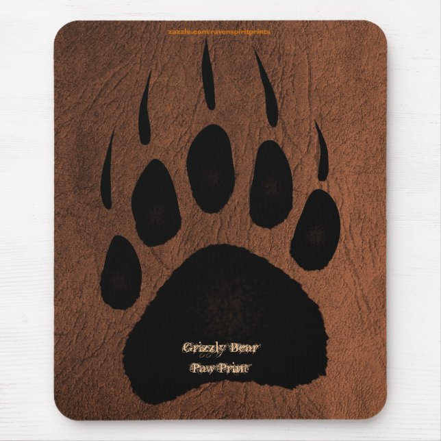 Grizzly Bear Pawprint på Faux Leather Mousepad Musmatta (Framsidan)