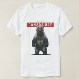 Grizzly Bear Permanent Lycklig Kanada-dagen T Shirt