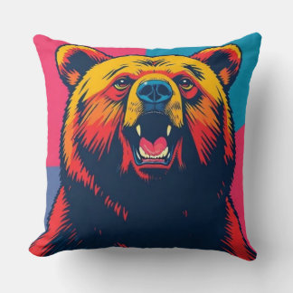 Grizzly Bear Pop Art Kudde