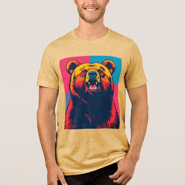 Grizzly Bear Pop Art T Shirt (Framsida)