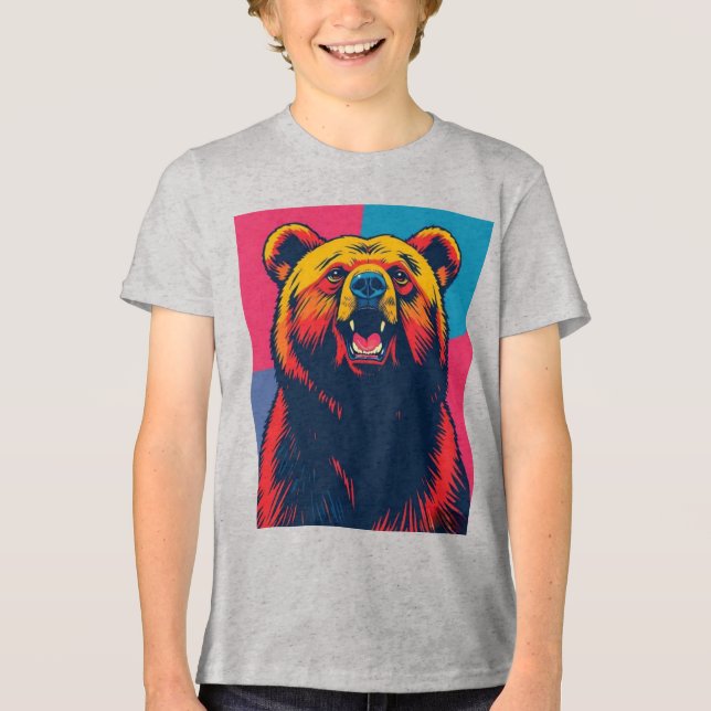 Grizzly Bear Pop Art T Shirt (Framsida)