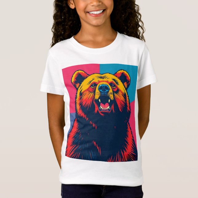 Grizzly Bear Pop Art T Shirt (Framsida)