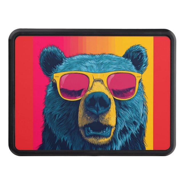 GRIZZLY BEAR POP ART TRAILER HITCH COVER DRAGKROKSSKYDD (Framsidan)