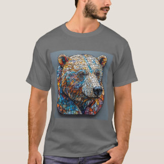 Grizzly Bear Porträtt i en lagrad glasbild T Shirt