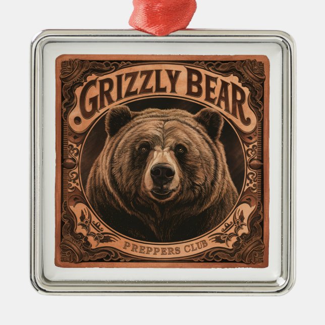 Grizzly Bear Preppers, Klubb Julgransprydnad Metall (Framsidan)