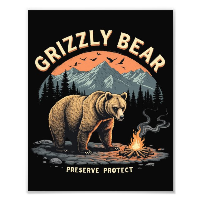 Grizzly Bear Preserve and Protect Fototryck (Framsidan)