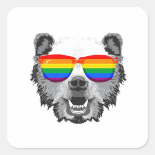 Grizzly Bear-Pridet Fyrkantigt Klistermärke