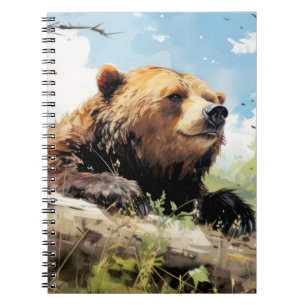 Grizzly Bear Relaxing Avslaxning Djurens Roligt Ly Anteckningsbok