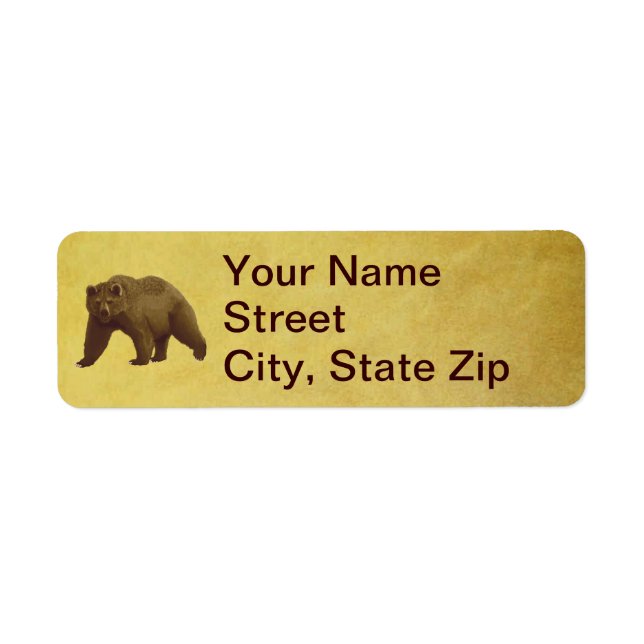 Grizzly Bear Returadress Etikett (Framsidan)