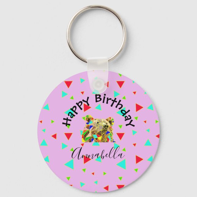 Grizzly Bear Rosa Nyckelring (Framsida)