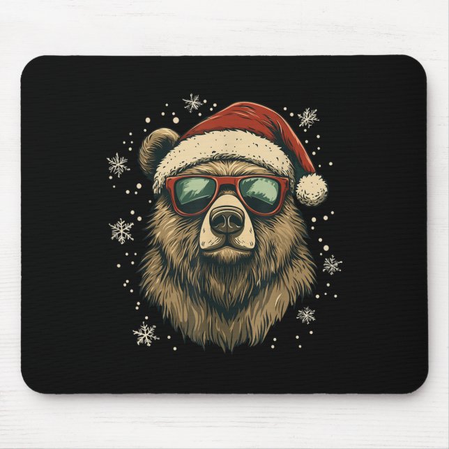 Grizzly Bear Santa Hat Funny Cute Animal Lover Chr Musmatta (Framsidan)
