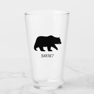 Grizzly Bear Silhouette med Anpassningsbar Text Glaskopp