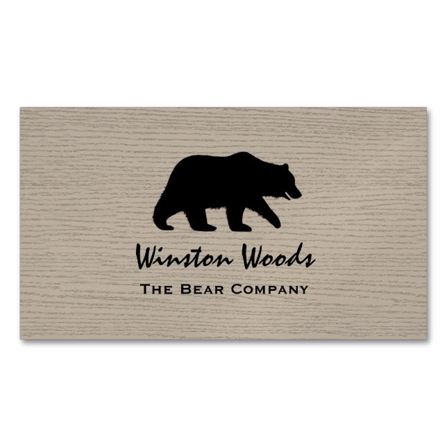 Grizzly Bear Silhouette Simple Wildlife Graphic Magnetiska Visitkort (Framsida)