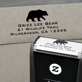 Grizzly Bear Silhouette Wildlife Returadress Självfärgande Stämpel