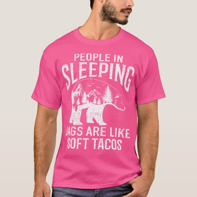 Grizzly Bear Soft Taco Sleeping Camping T Shirt (Framsida)