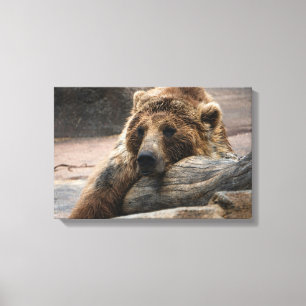 Grizzly Bear-sovande Kanvastryck